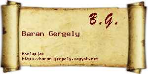 Baran Gergely névjegykártya